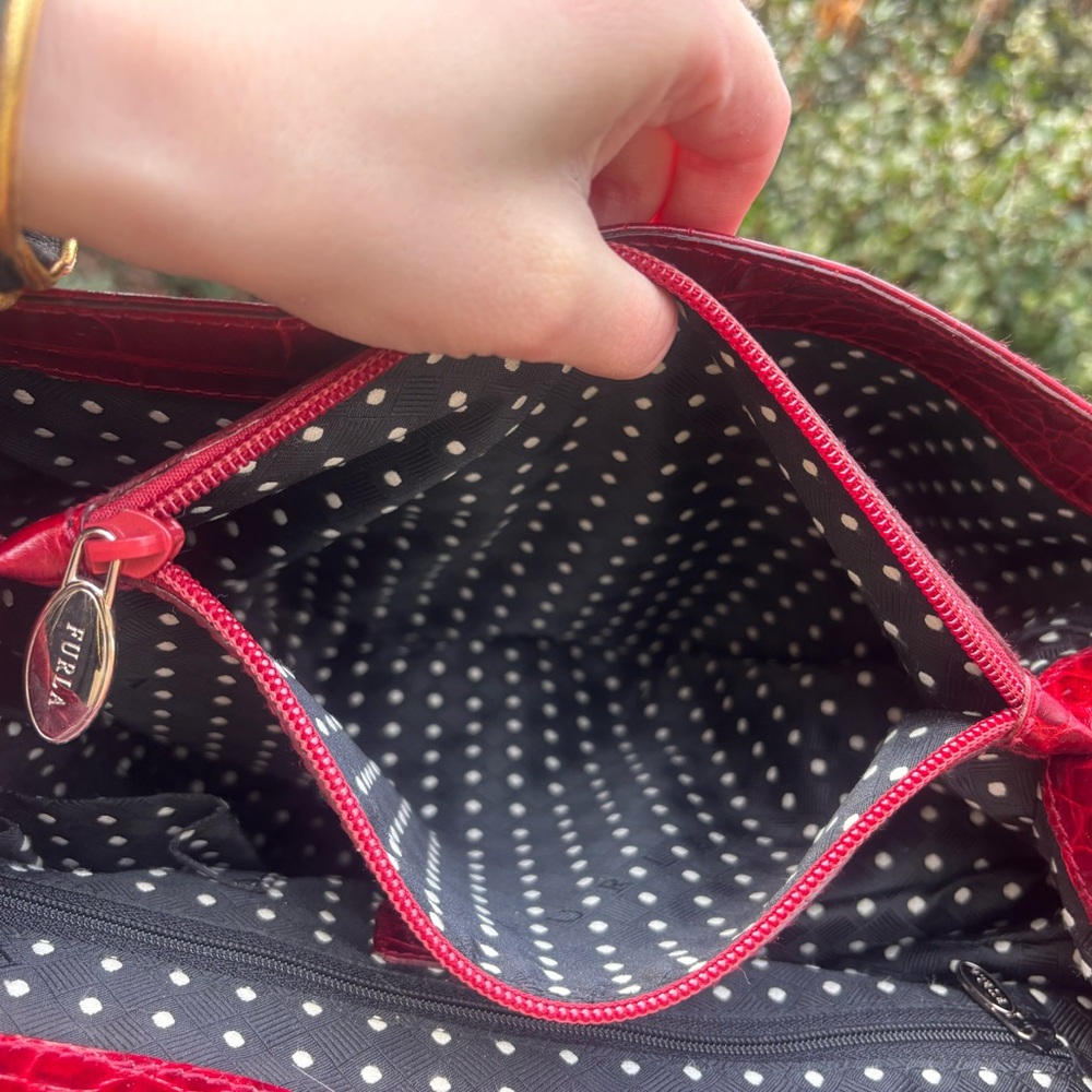 Furla Croc Embossed Shoulder Bag - Picture 9 of 17
